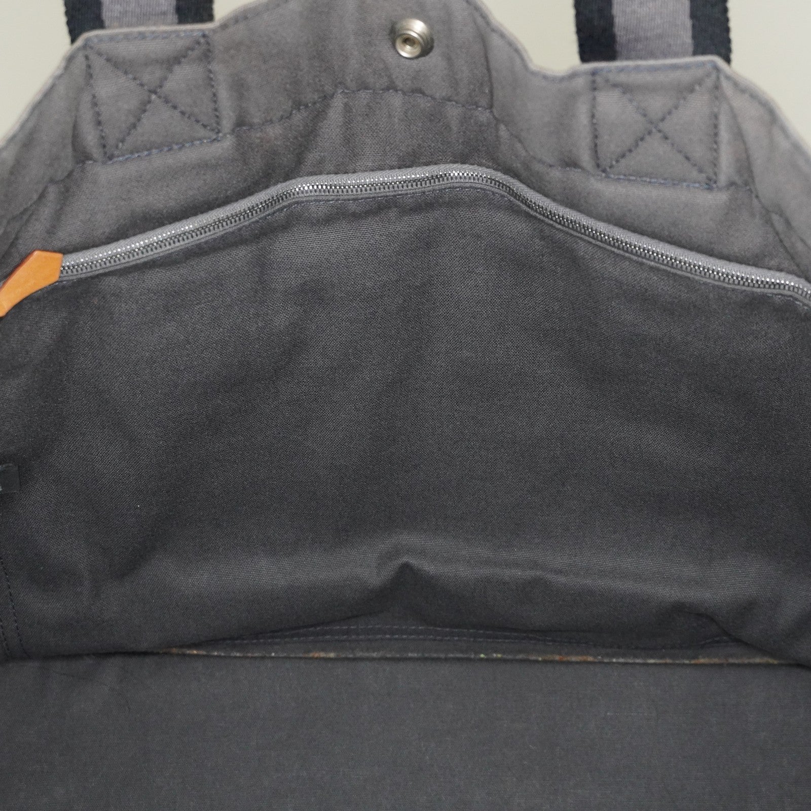 Hermes Fourre-Tout GM Gray Black Canvas Tote Bag Purse Used Vintage 08E11825007