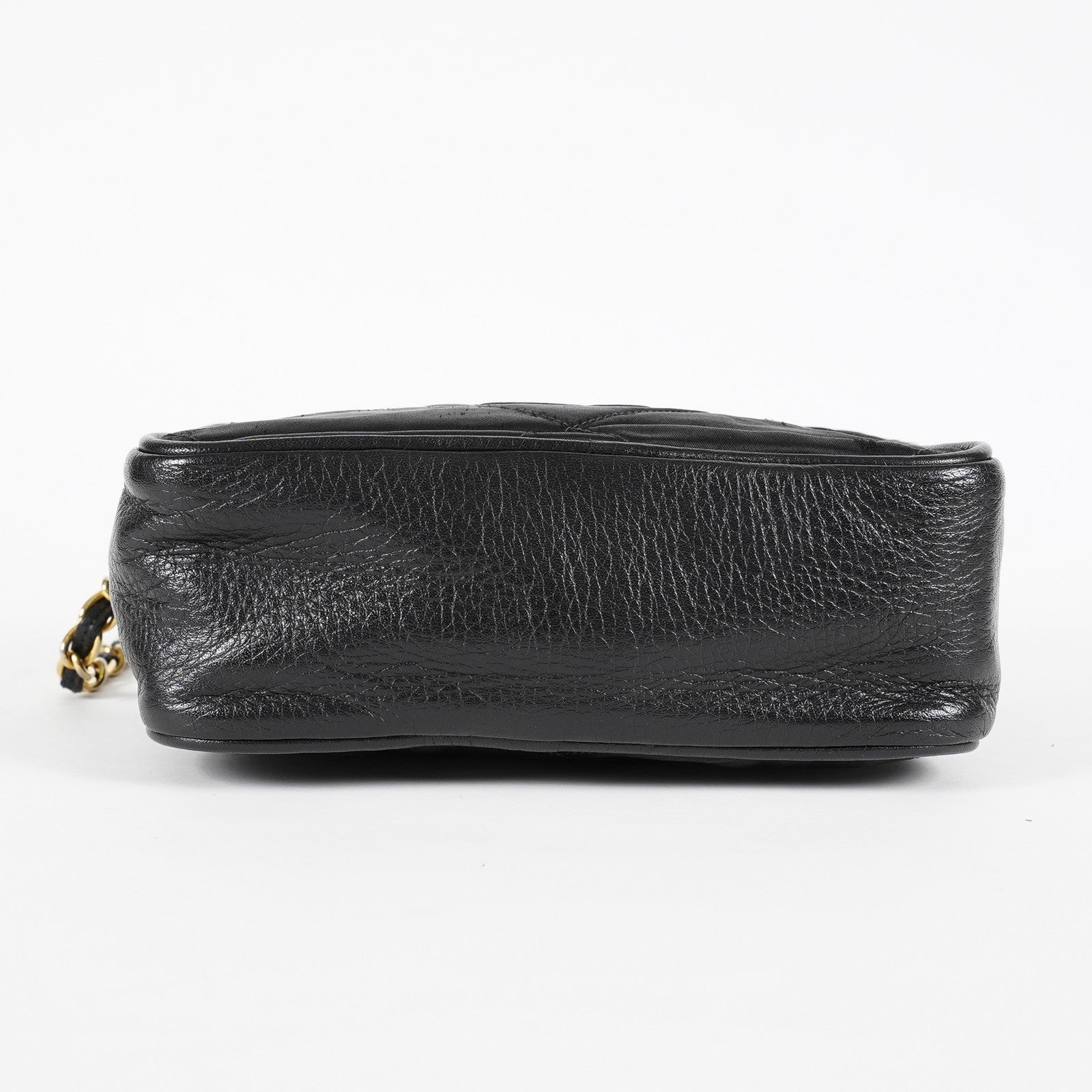 Chanel Satin Leather CC Fringe Chain Shoulder Bag Black Used 07E058800027