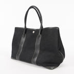 Hermes Garden Party 30 TPM Handbag Tote Leather Canvas Black 05E024290016