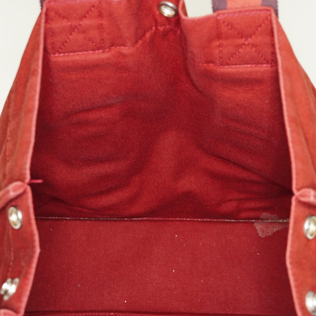 Hermes Fourre Tout GM Tote Bag Brick Red Canvas Used Vintage Women 07E16715009