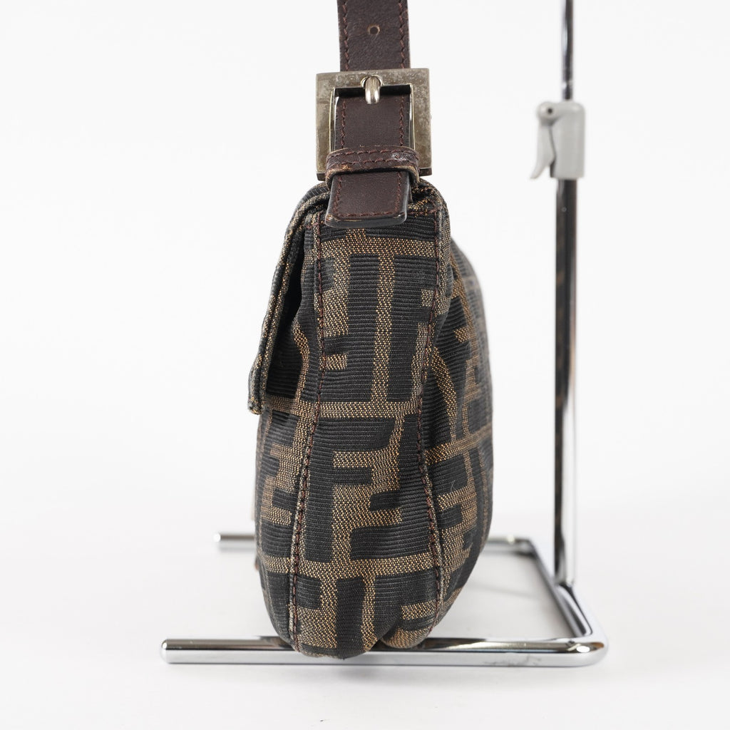 FENDI Zucca Mamma Baguette Shoulder Bag Canvas Leather Brown 02E0214410018