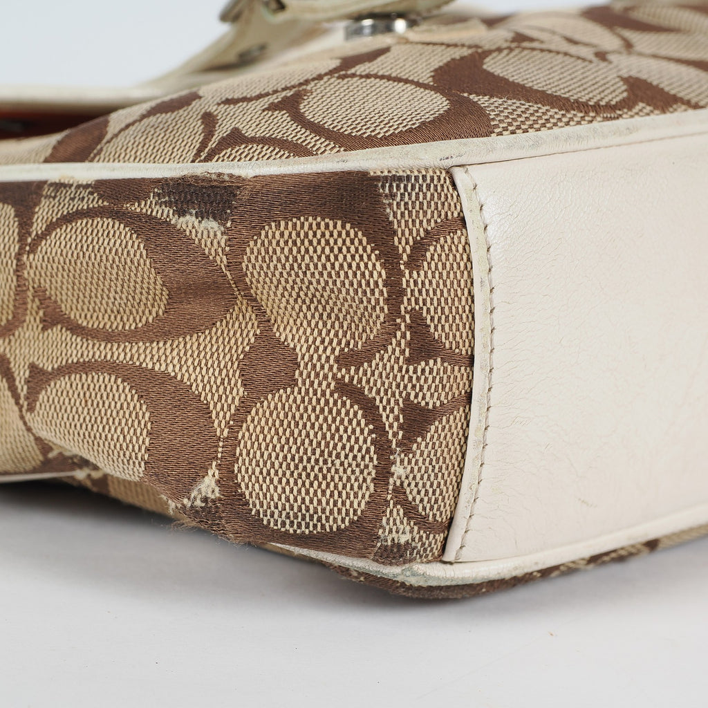 Authentic Coach Signature Mini Field Shoulder Bag Crossbody Canvas x Leather 77
