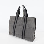 Hermes Fourre-Tout GM Gray Black Canvas Tote Bag Purse Used Vintage 08E11825007
