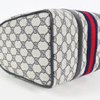 Gucci Sherry Line GG Supreme Boston Bag Navy Canvas Hand Bag Used 07E182860015