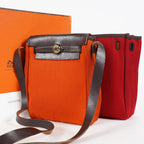 Hermes Herbag TPM Toile Canvas Leather Orange 2way Handbag Bag 07E275500012