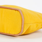 Hermes Bolide Pouch 23 Yellow Canvas Leather Trim Zip Pouch Bag Used 08E33825007