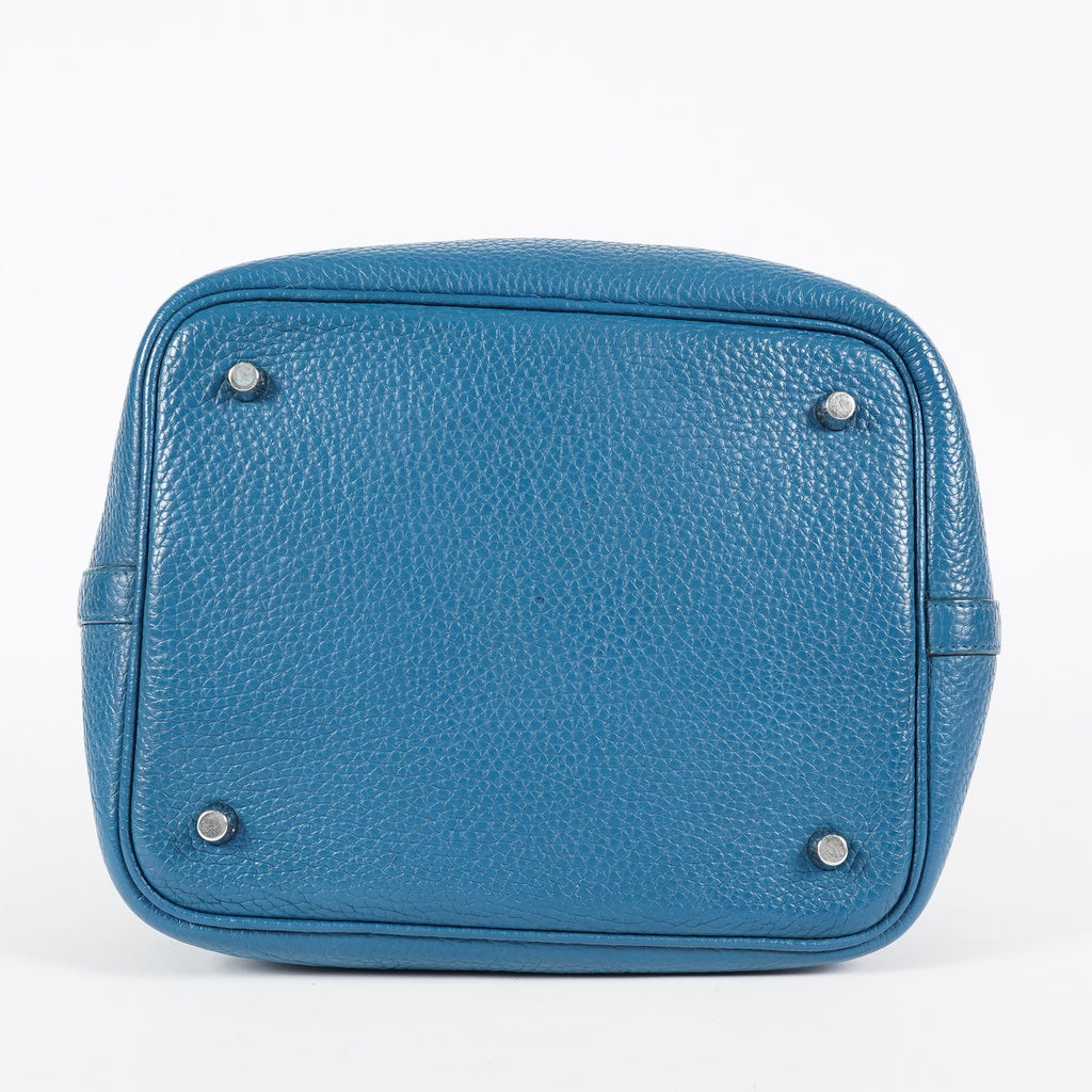 Hermes Picotin Lock MM Taurillon Clemence Leather Bag Blue Used 07E2822660025