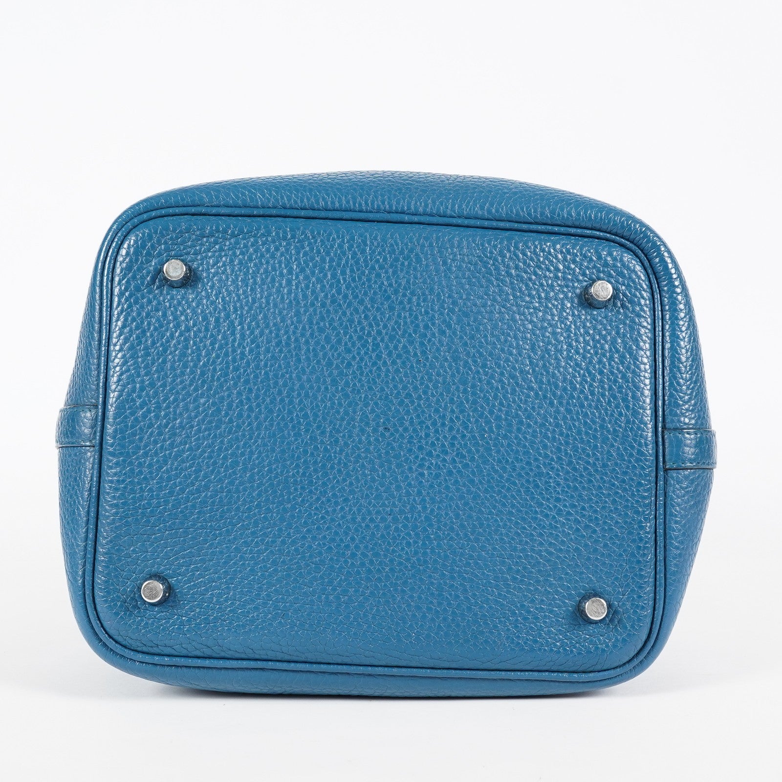 Hermes Picotin Lock MM Taurillon Clemence Leather Bag Blue Used 07E2822660025