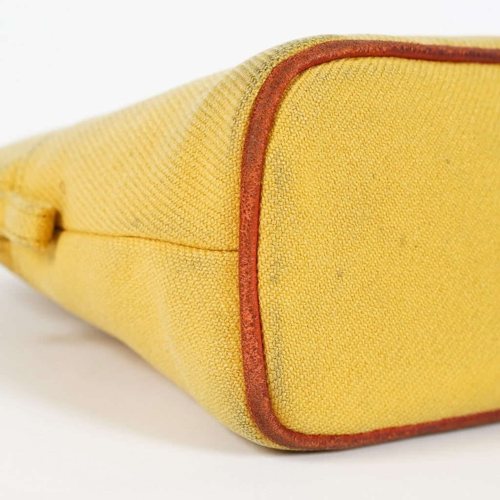 Hermes Bolide Pouch 20 Mini Yellow Cotton Canvas Cosmetic Pouch Used 07E24495009