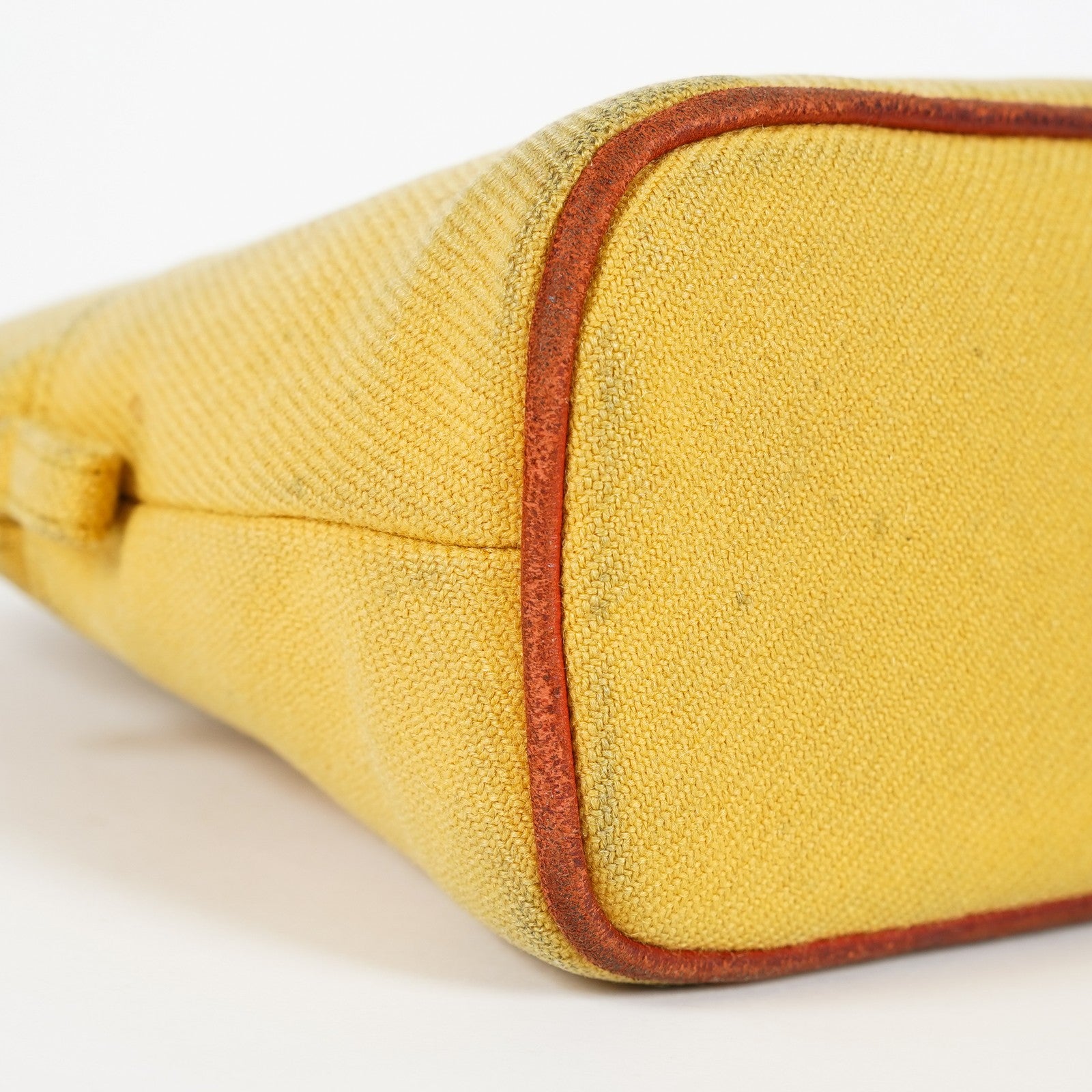 Hermes Bolide Pouch 20 Mini Yellow Cotton Canvas Cosmetic Pouch Used 07E24495009