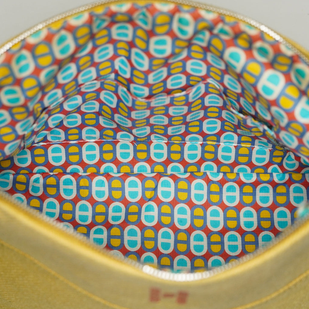 Hermes Bolide Pouch 20 Mini Yellow Cotton Canvas Cosmetic Pouch Used 07E24495009