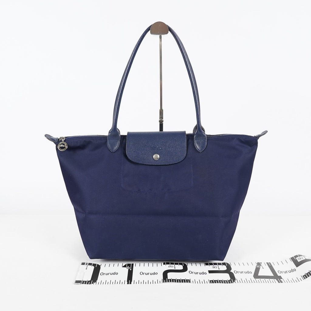 Longchamp Le Pliage Navy Nylon Long Handle Tote Shoulder Bag Used 08A06660003