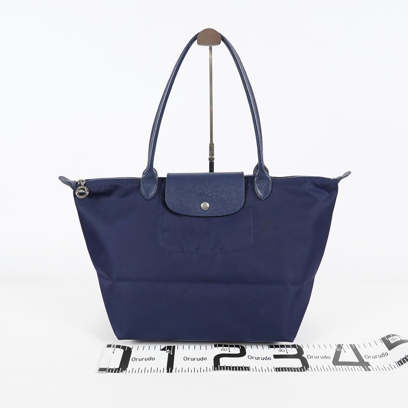 Longchamp Le Pliage Navy Nylon Long Handle Tote Shoulder Bag Used 08A06660003