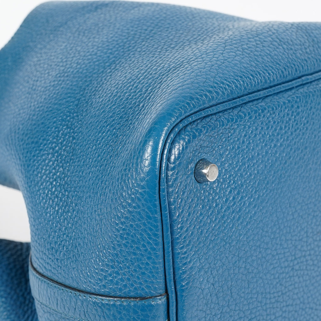 Hermes Picotin Lock MM Taurillon Clemence Leather Bag Blue Used 07E2822660025