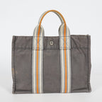 Hermes Fourre-Tout PM Tote Bag Canvas Gray Used Vintage Handbag 07E13825007