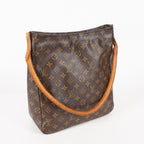 LOUIS VUITTON Looping GM Shoulder Bag Monogram Leather Brown M51145 05E053465029
