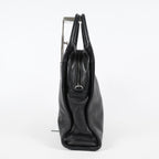 CHANEL CC Logo Tote Bag 40cm Black Leather Silver Hardware Used 07E1711440027