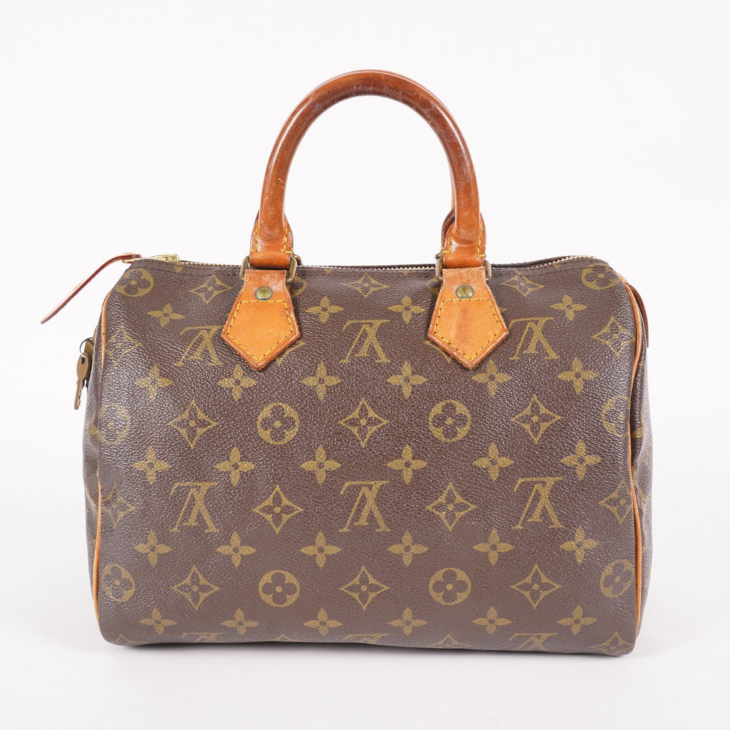 Louis Vuitton Speedy 25 M41528 Monogram Canvas Boston Handbag Brown 07E057150004