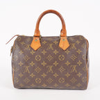 Louis Vuitton Speedy 25 M41528 Monogram Canvas Boston Handbag Brown 07E057150004