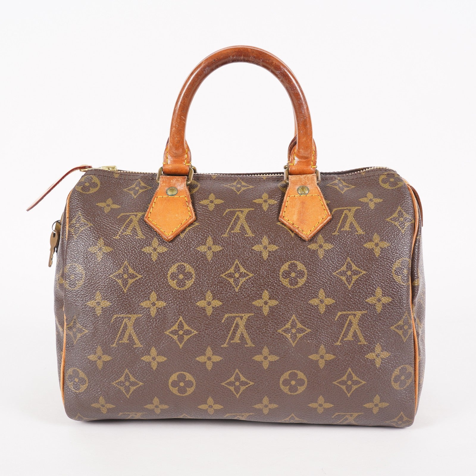 Louis Vuitton Speedy 25 M41528 Monogram Canvas Boston Handbag Brown 07E057150004