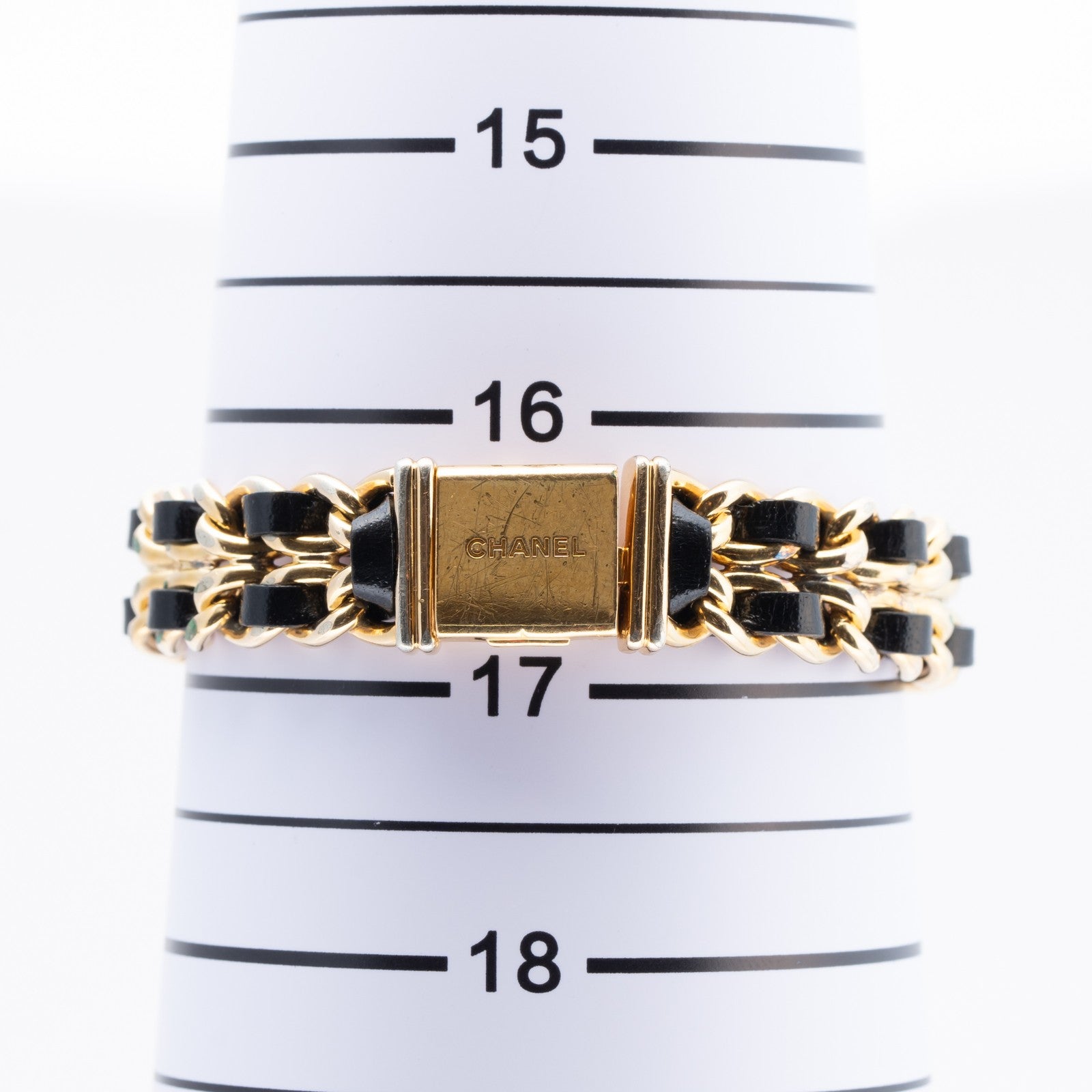 CHANEL Première Quartz Ladies Watch Gold × Black Leather Bracelet 04E039570007