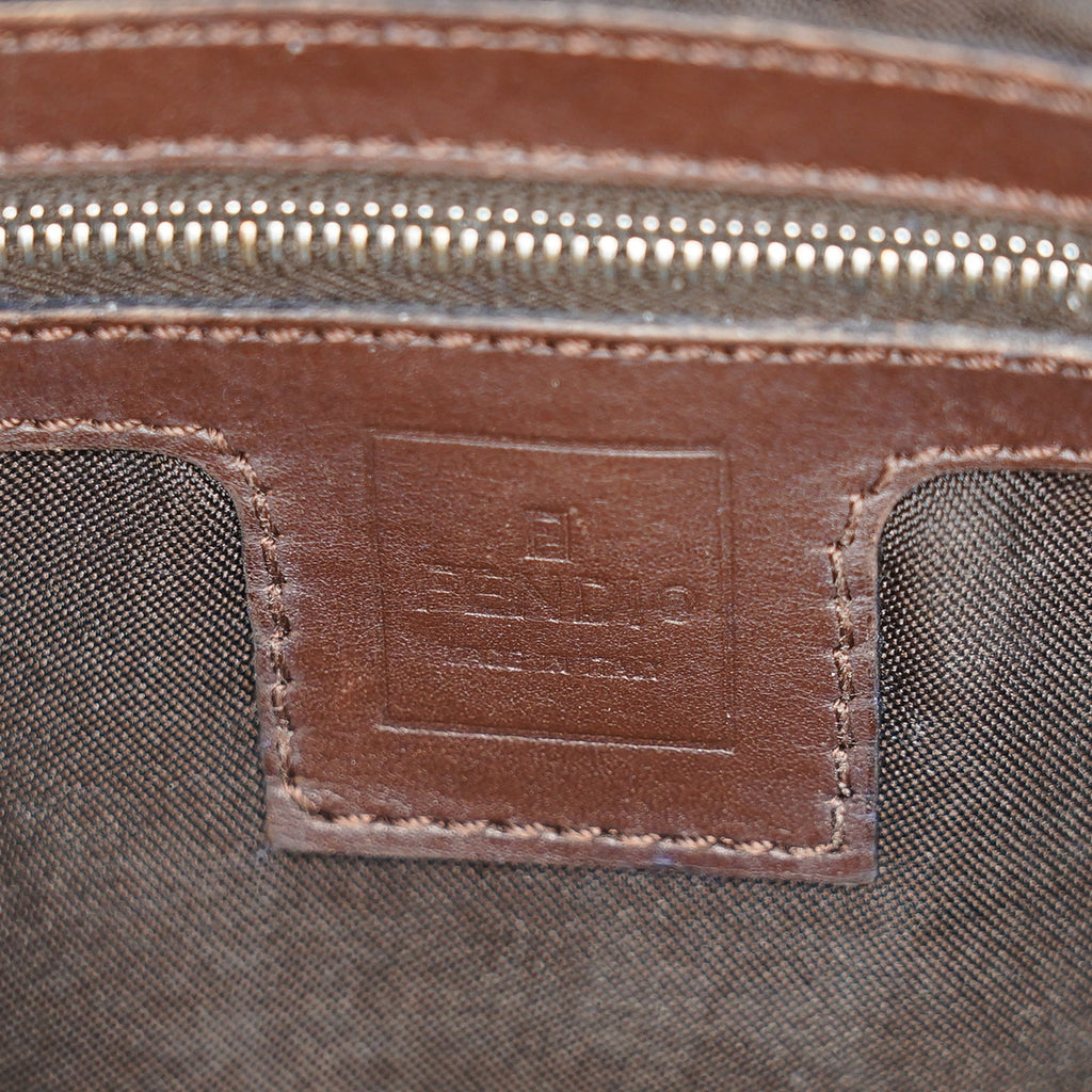 FENDI Zucca Mamma Baguette Shoulder Bag Canvas Leather Brown 02E0214410018