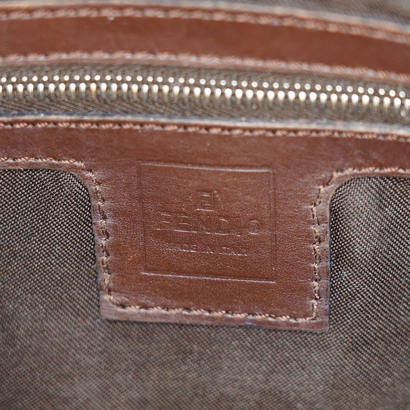 FENDI Zucca Mamma Baguette Shoulder Bag Canvas Leather Brown 02E0214410018