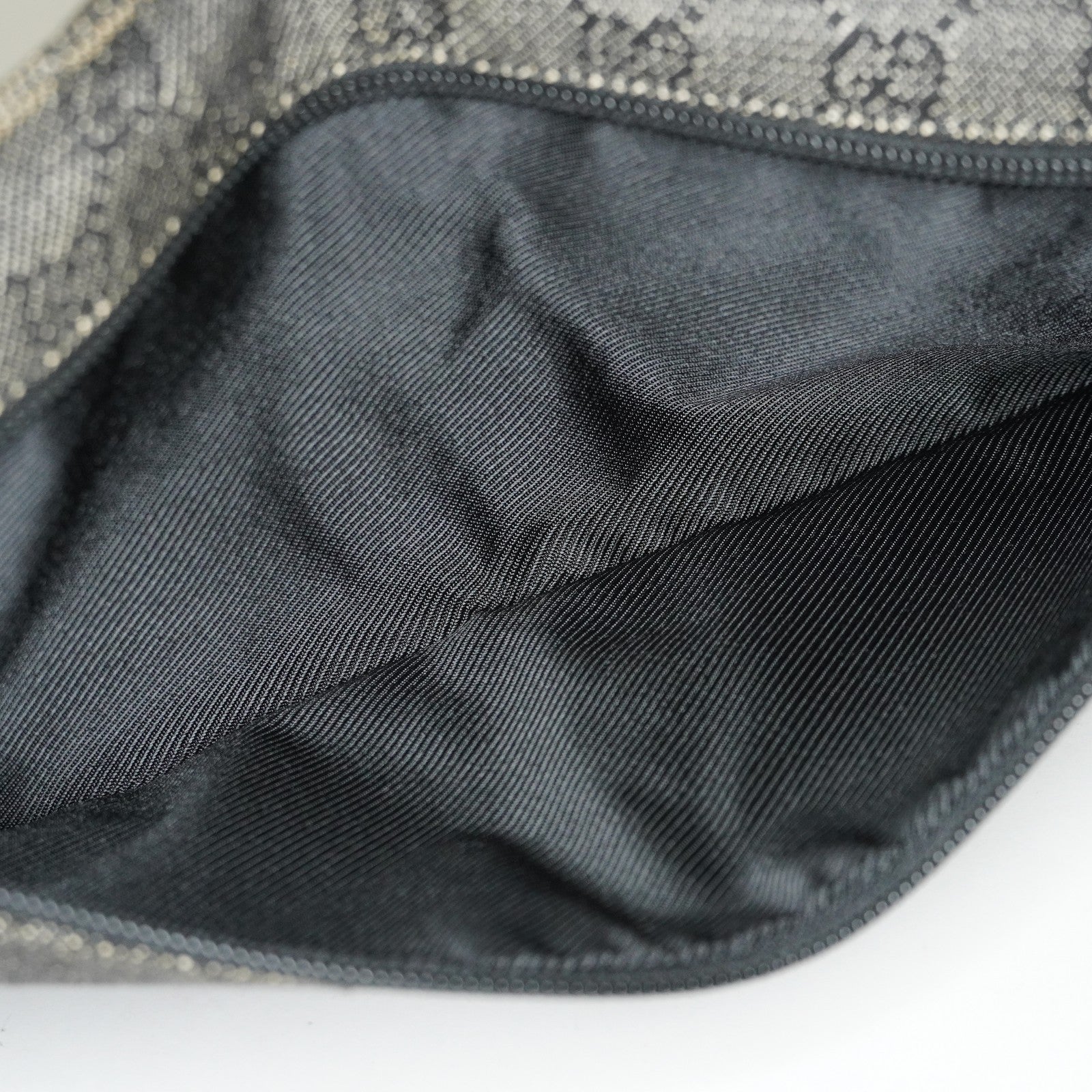 Gucci GG Denim Waist Belt Bag 30cm Black Leather Trim Used Vintage 08E022310002