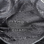CHANEL Chocolate Bar Nylon Mini Boston Handbag Black Silver HW Used 07E314180008