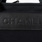 CHANEL Sports Line Boston Bag 40cm Black Canvas Used Vintage Duffle 07E186930027