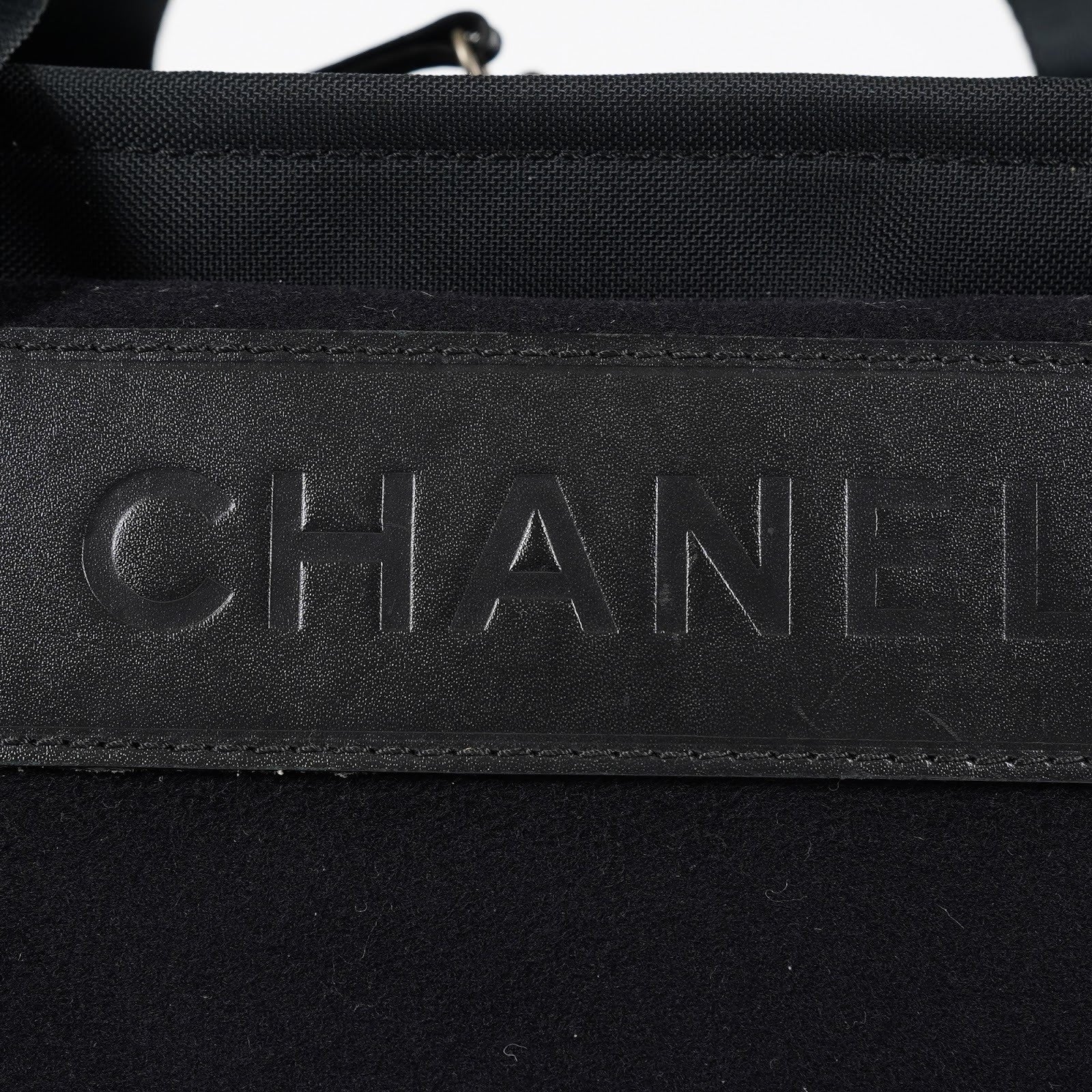 CHANEL Sports Line Boston Bag 40cm Black Canvas Used Vintage Duffle 07E186930027