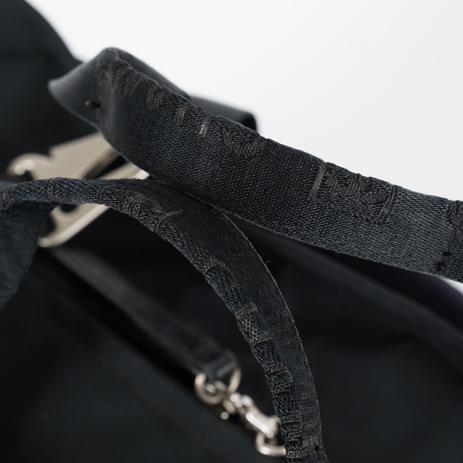CHANEL Sports Line Boston Bag 40cm Black Canvas Used Vintage Duffle 07E186930027