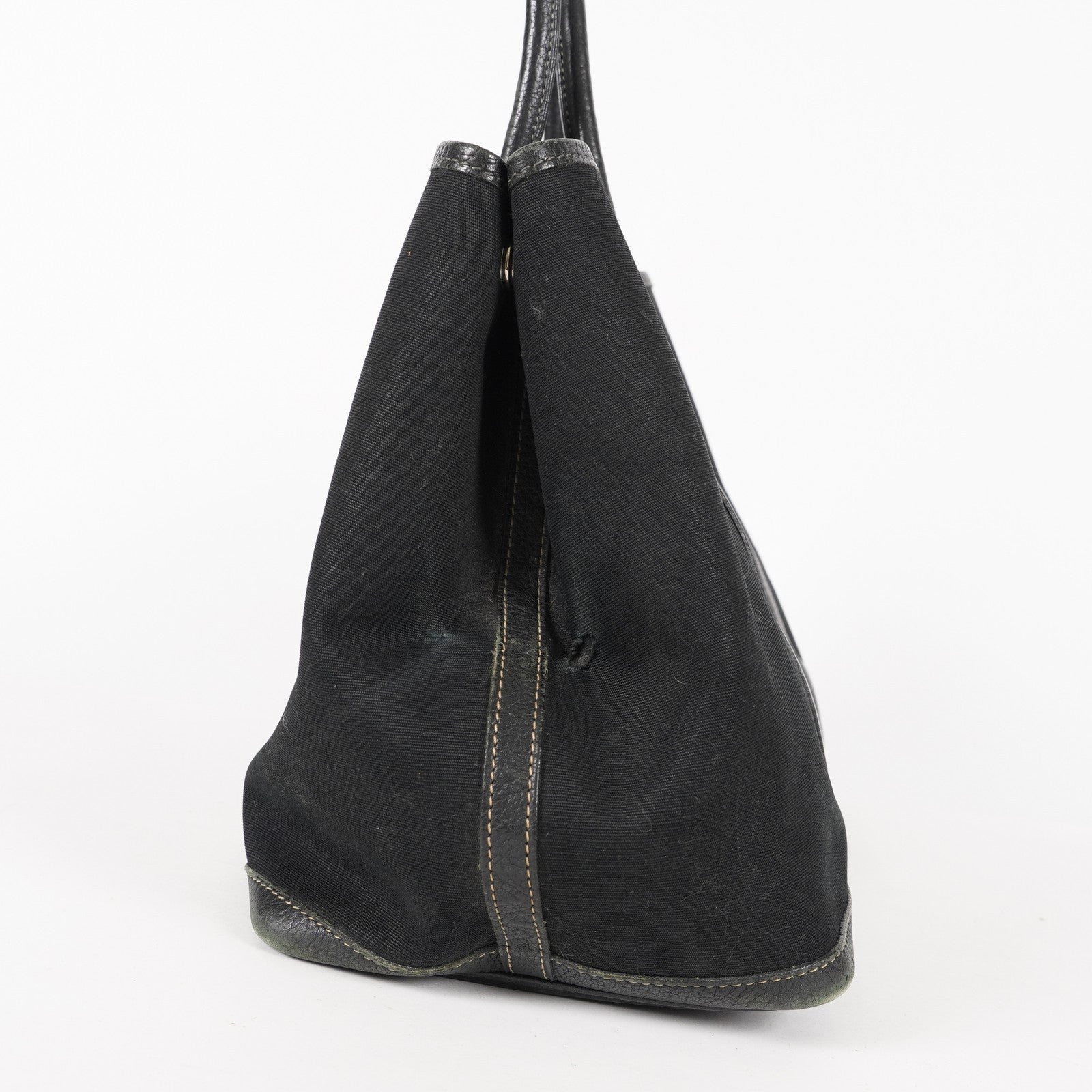 Hermes Garden Party 30 TPM Handbag Tote Leather Canvas Black 05E024290016