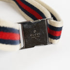 GUCCI GG Canvas Waist Belt Bag Beige Navy Sherry Web Vintage Used 08E162530010