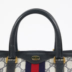 Gucci Vintage GG Supreme Sherry Web Mini Boston Bag Navy Leather 07E043410017
