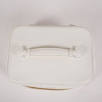 Chanel Caviar Skin White Vanity Case Cosmetic Pouch CC Logo Used 06E105830030
