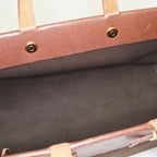 HERMES Herbag Cabas PM Brown Canvas & Leather Tote Bag Used Vintage 07A185720031