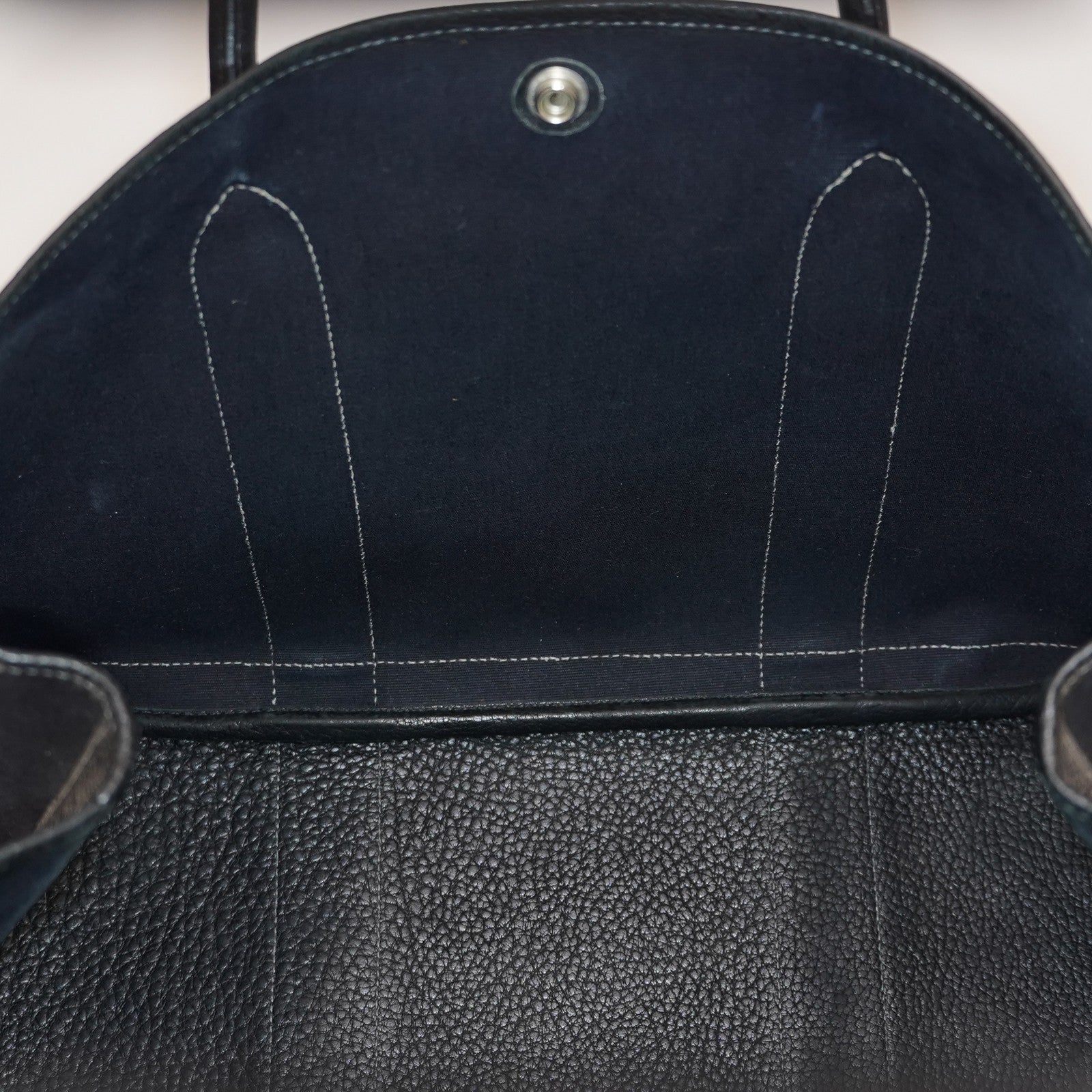 Authentic Hermes Garden Party MM Canvas Leather Tote Bag  black 02E036820003