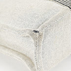 HERMES Fourre Tout PM Canvas Tote Hand Bag Gray Black Stripe 08E23825010