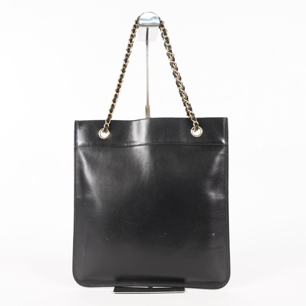 CHANEL Vintage Quilted CC Logo Jersey Chain Flat Shoulder Tote Bag 05E216352529