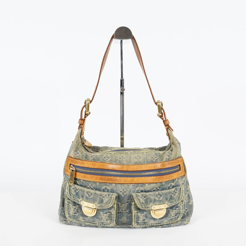 Louis Vuitton M95049 Monogram Denim Baggy Shoulder Bag Blue Used 07E019570019