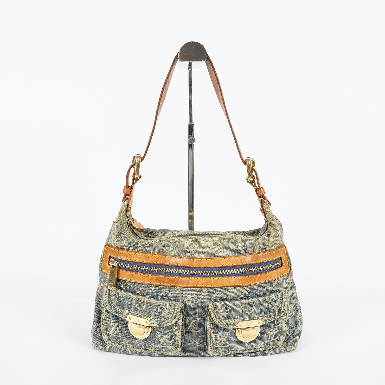 Louis Vuitton M95049 Monogram Denim Baggy Shoulder Bag Blue Used 07E019570019