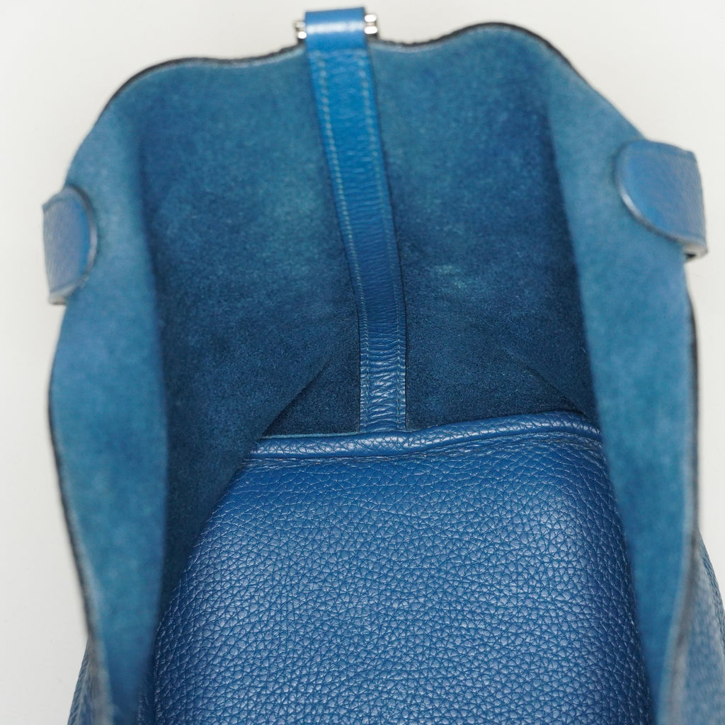 Hermes Picotin Lock MM Taurillon Clemence Leather Bag Blue Used 07E2822660025