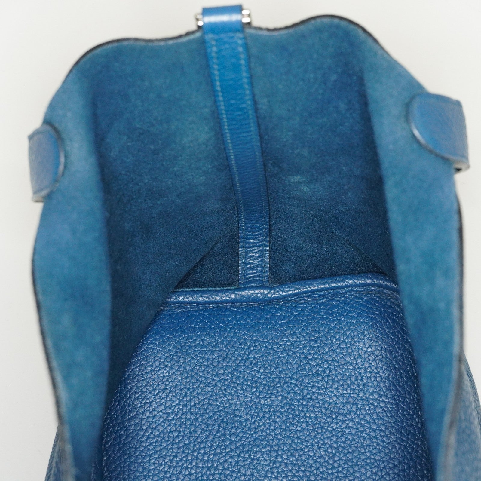 Hermes Picotin Lock MM Taurillon Clemence Leather Bag Blue Used 07E2822660025