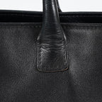 CHANEL CC Logo Tote Bag 40cm Black Leather Silver Hardware Used 07E1711440027