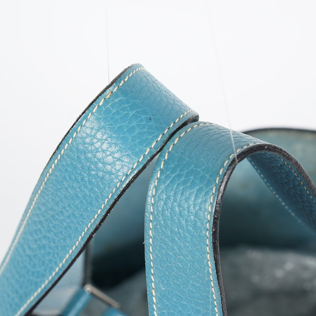 HERMES Picotin PM Blue Jean Clemence Leather Hand Tote Bag Used 07A1520592031