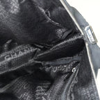 CHANEL Chocolate Bar Nylon Mini Boston Handbag Black Silver HW Used 07E314180008